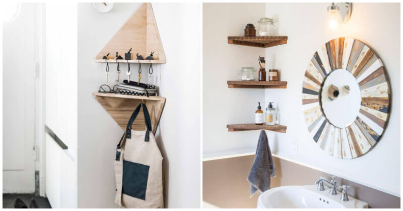 Clever ideas for corner shelves to use little space efficiently