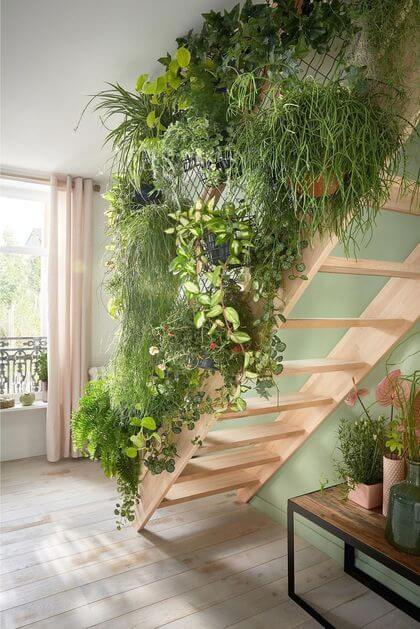 34 eye-catching stair decor ideas with plants - 213
