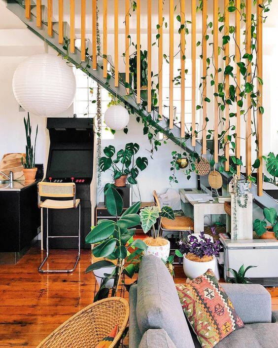 34 eye-catching stair decor ideas with plants - 225