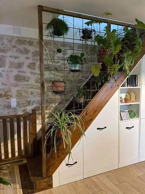 34 eye-catching stair decor ideas with plants - 255
