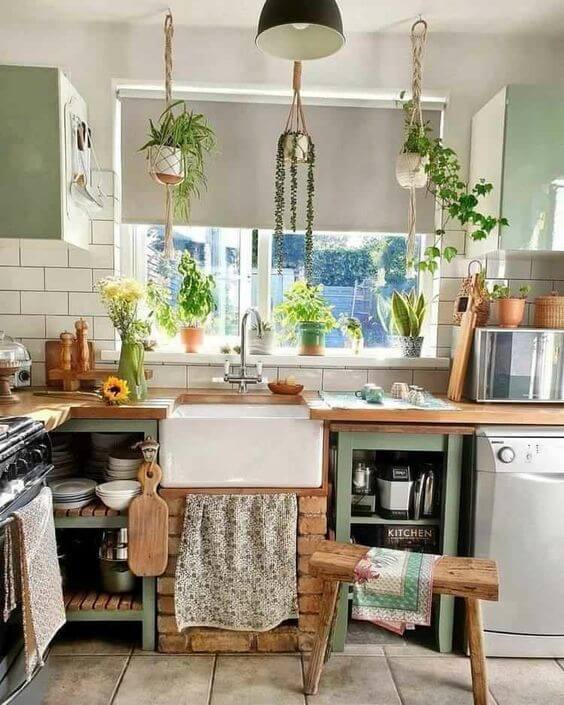 21 ideas for decorating kitchen space with plants - 145