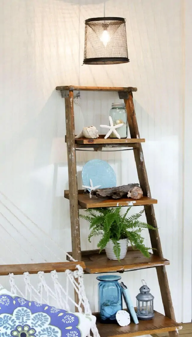 20 of the best useful DIY ladder shelving ideas - 67