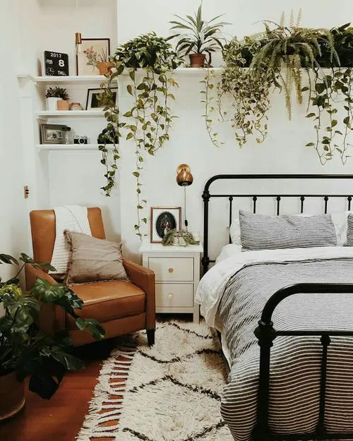 30 inspirations for charming bedroom decoration ideas with plant motifs - 76