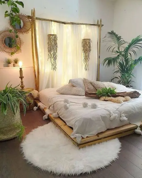 30 inspirations for charming bedroom decoration ideas with plant motifs - 79