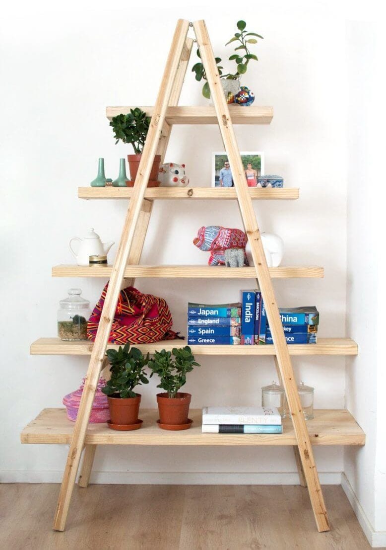 20 of the best useful DIY ladder shelving ideas - 73