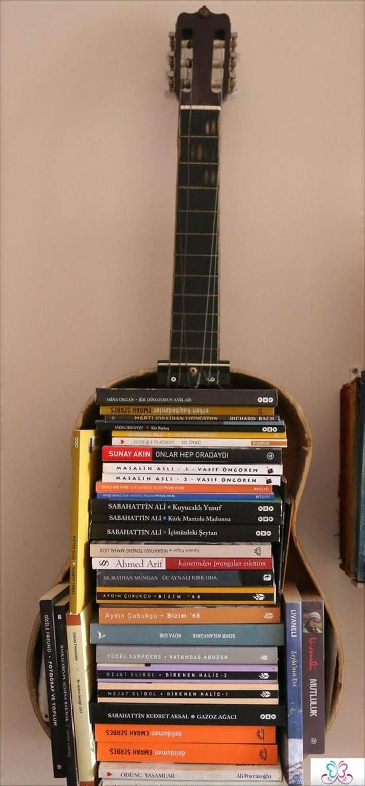Do it yourself old guitar projects to decorate your home - 81