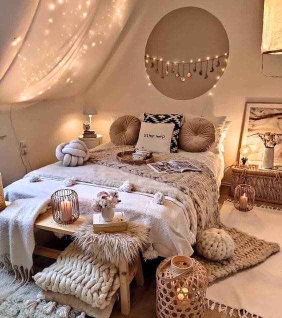 25 Gorgeous Bedroom String Lights Ideas - 119