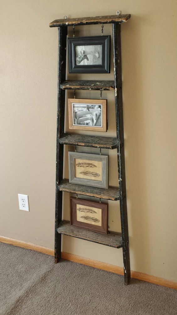 Unique home decor ideas with vintage ladders - 133