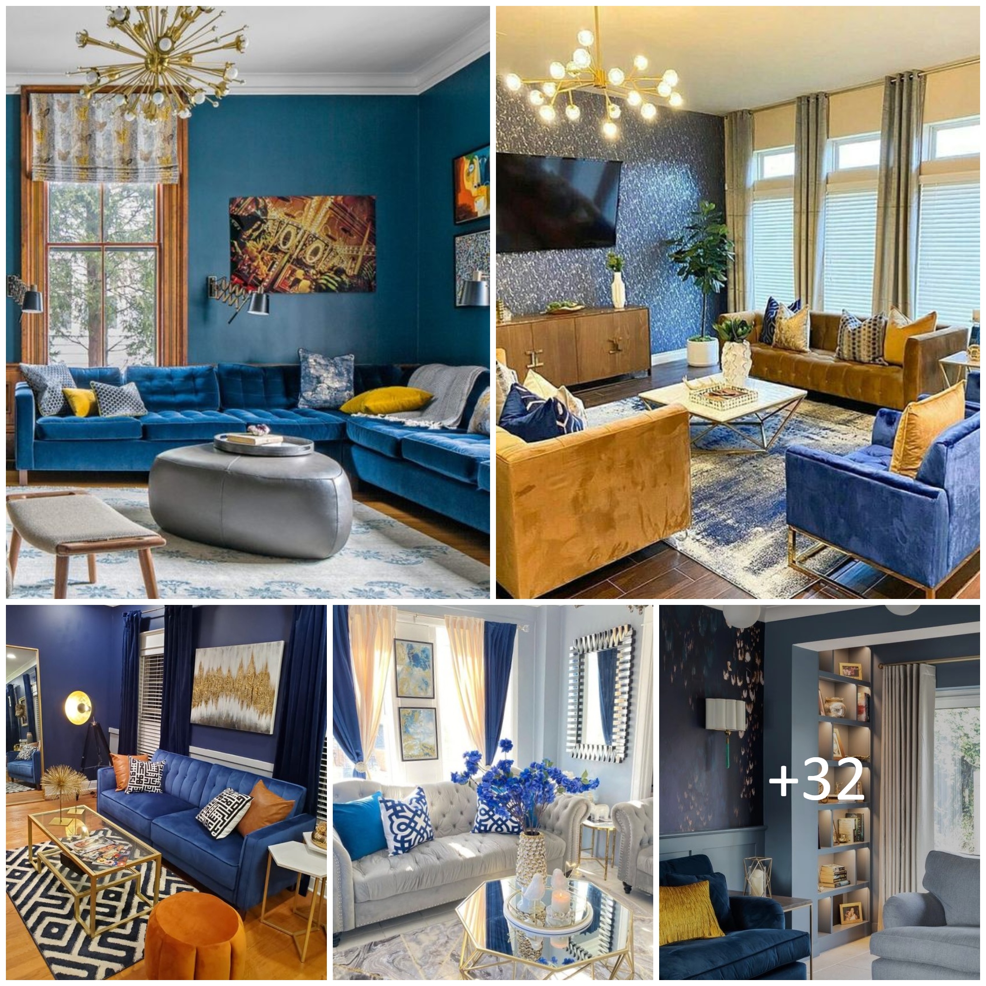 First Class Family Home With Blue And Gold Decor